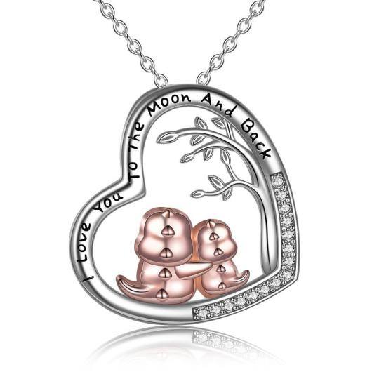 Collana con ciondolo a forma di dinosauro in argento sterling e zirconi bicolore