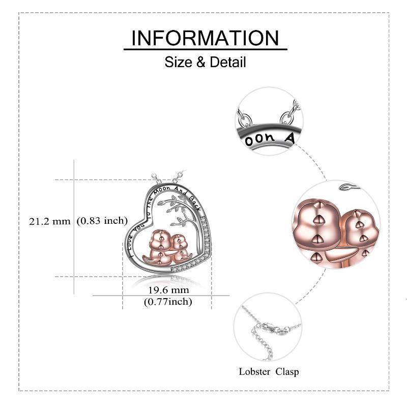 Zweifarbige Halskette mit Dinosaurier-Anhänger aus Sterlingsilber mit Zirkonia-5