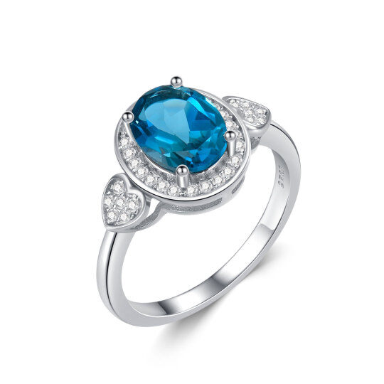 Bague en argent sterling avec cœur en zircon cubique et topaze