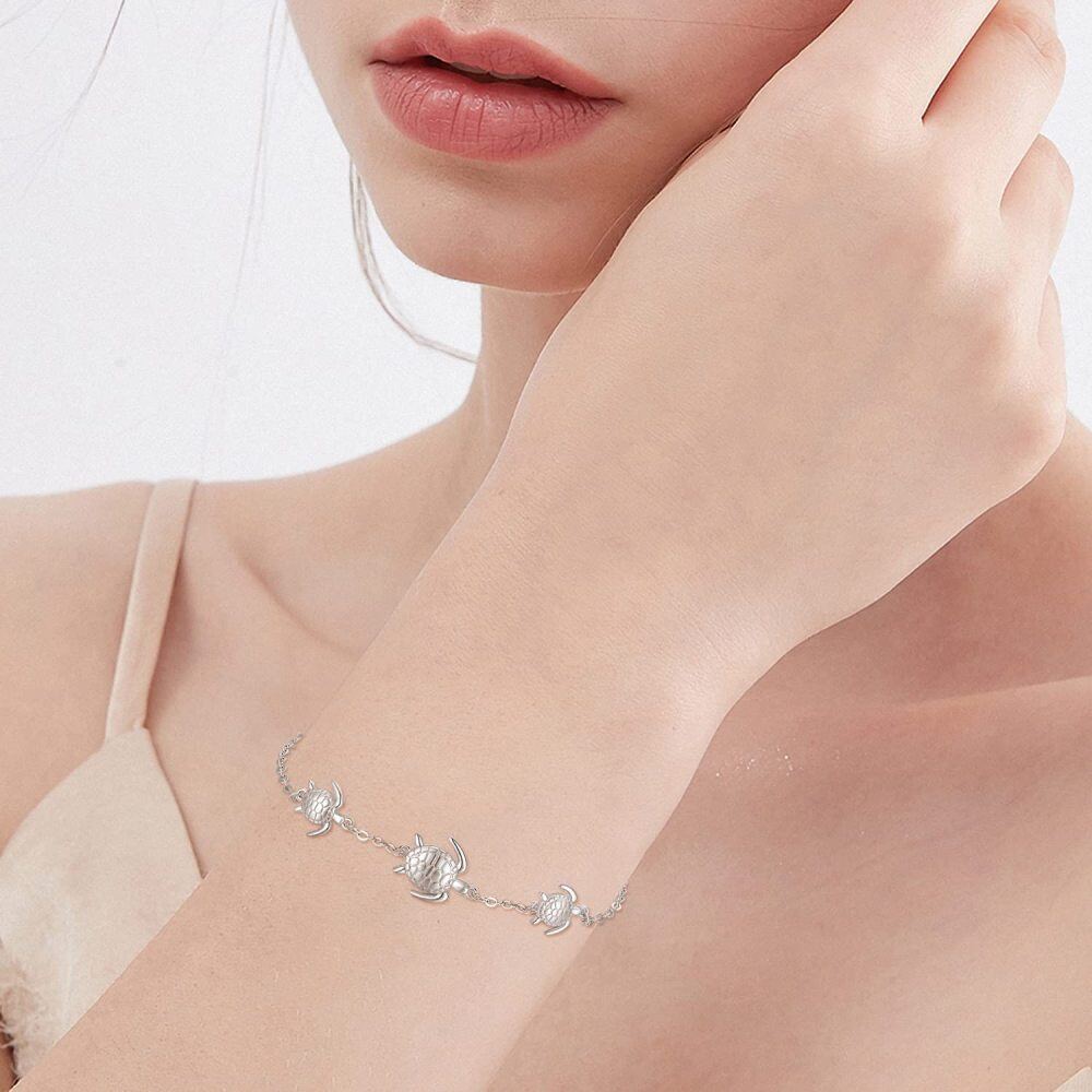 Sterling Silver Tortoise Charm Bracelet-2