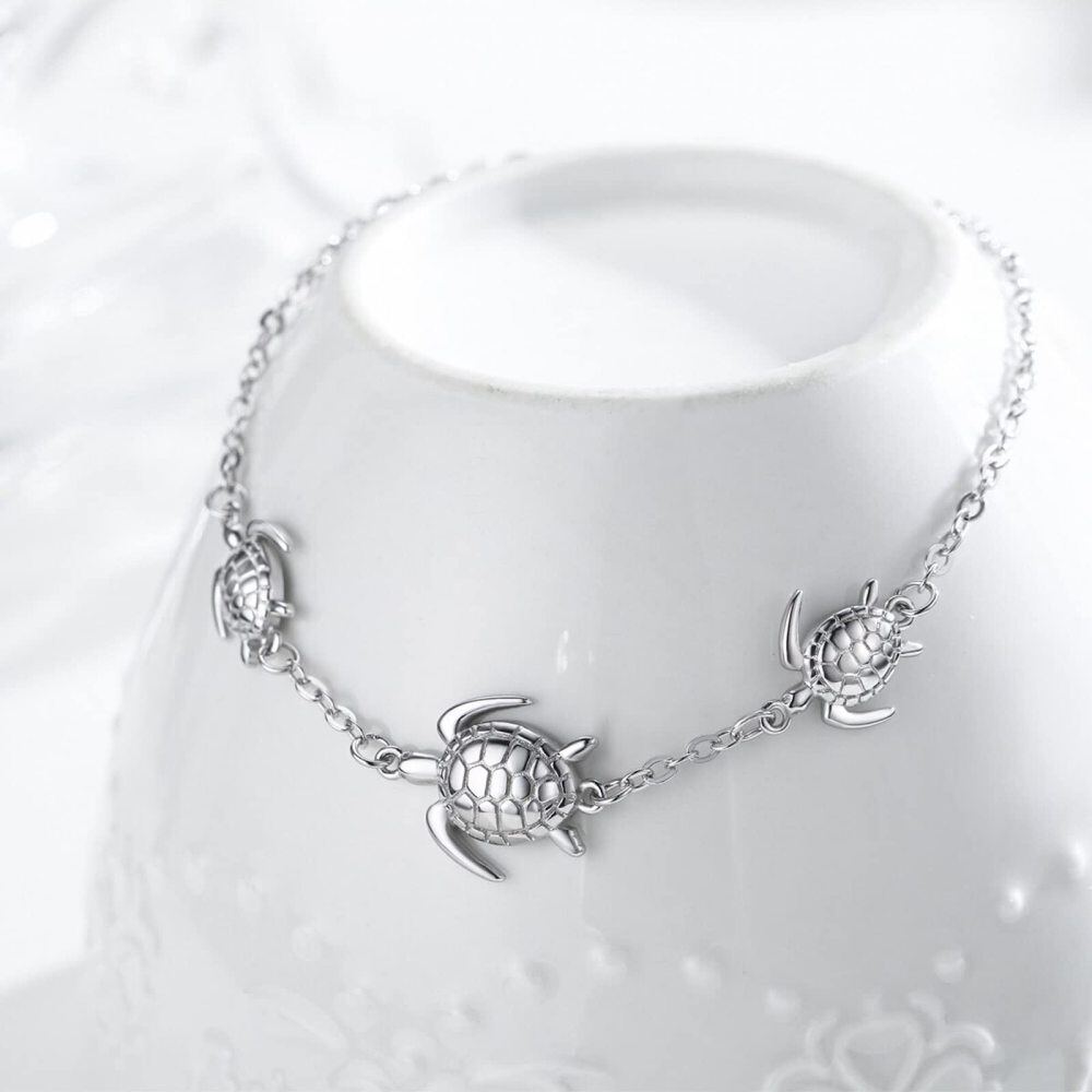 Sterling Silver Tortoise Charm Bracelet-3