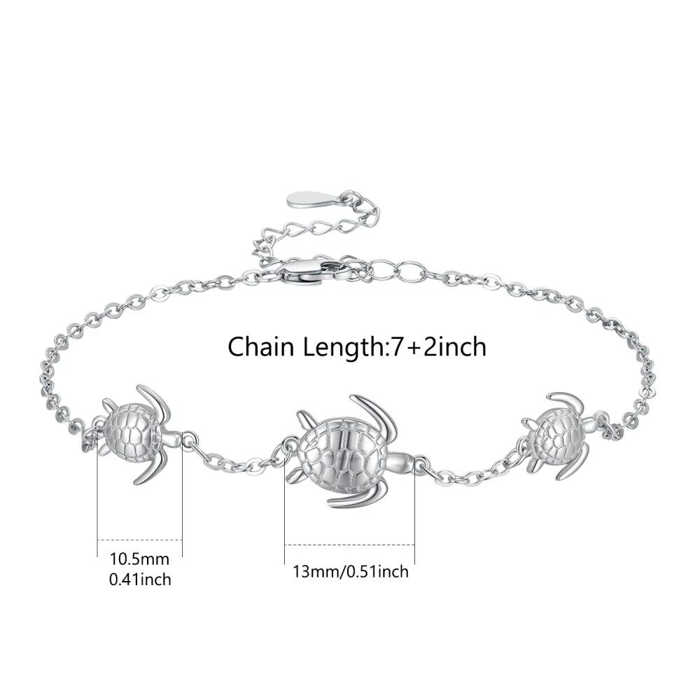 Sterling Silver Tortoise Charm Bracelet-4