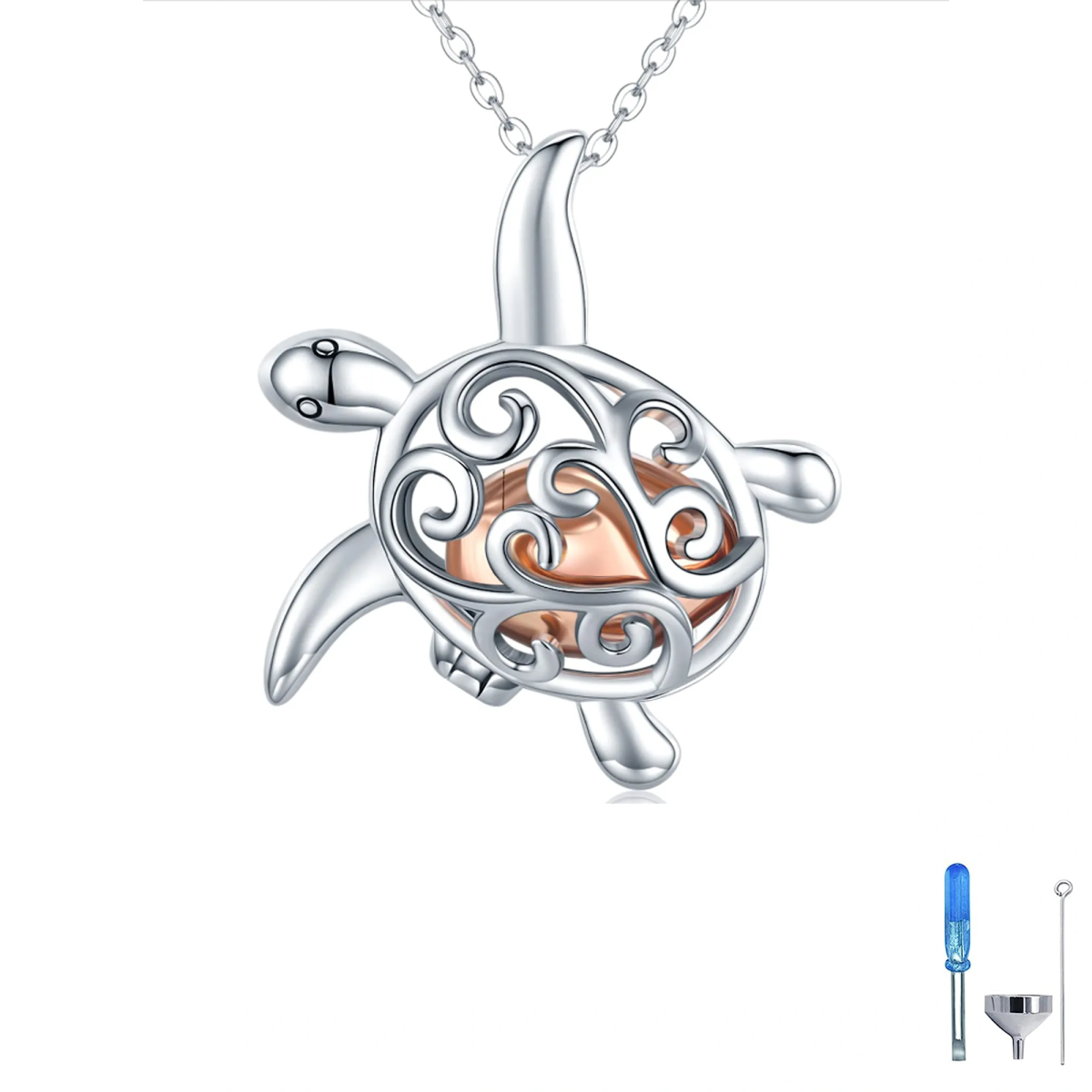 Collier d’urne de tortue en argent sterling pour cendres-1