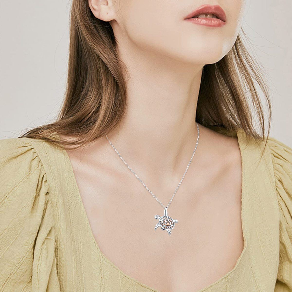 Collier d’urne de tortue en argent sterling pour cendres-2