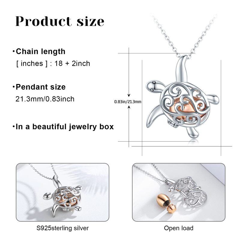 Sterling Silver Tortoise & Turtle Urn Necklace for Ashes-5