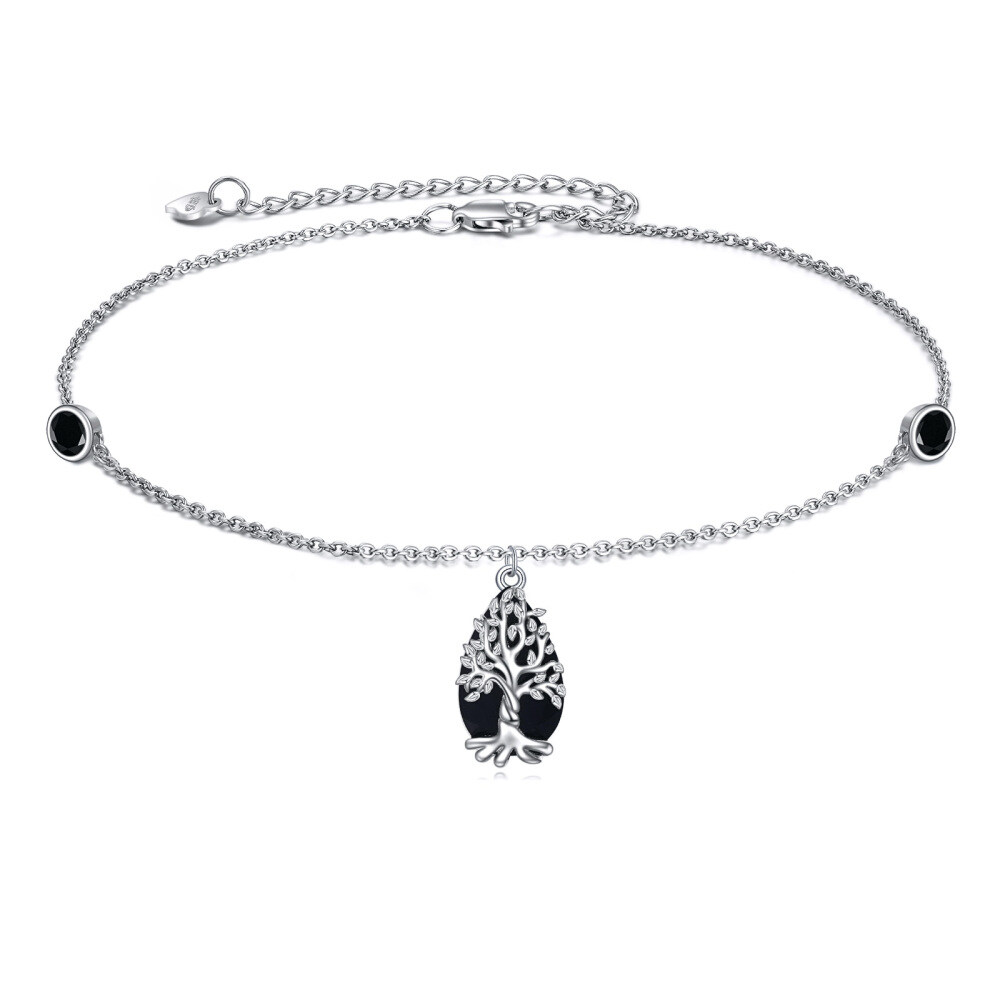 Sterling Zilveren Toermalijn Levensboom Hanger Armband-1