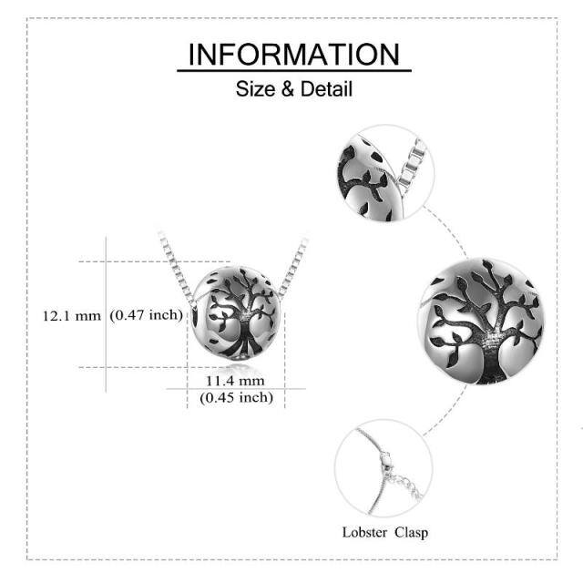 Sterling zilveren levensboom en bol urnenketting voor as-5