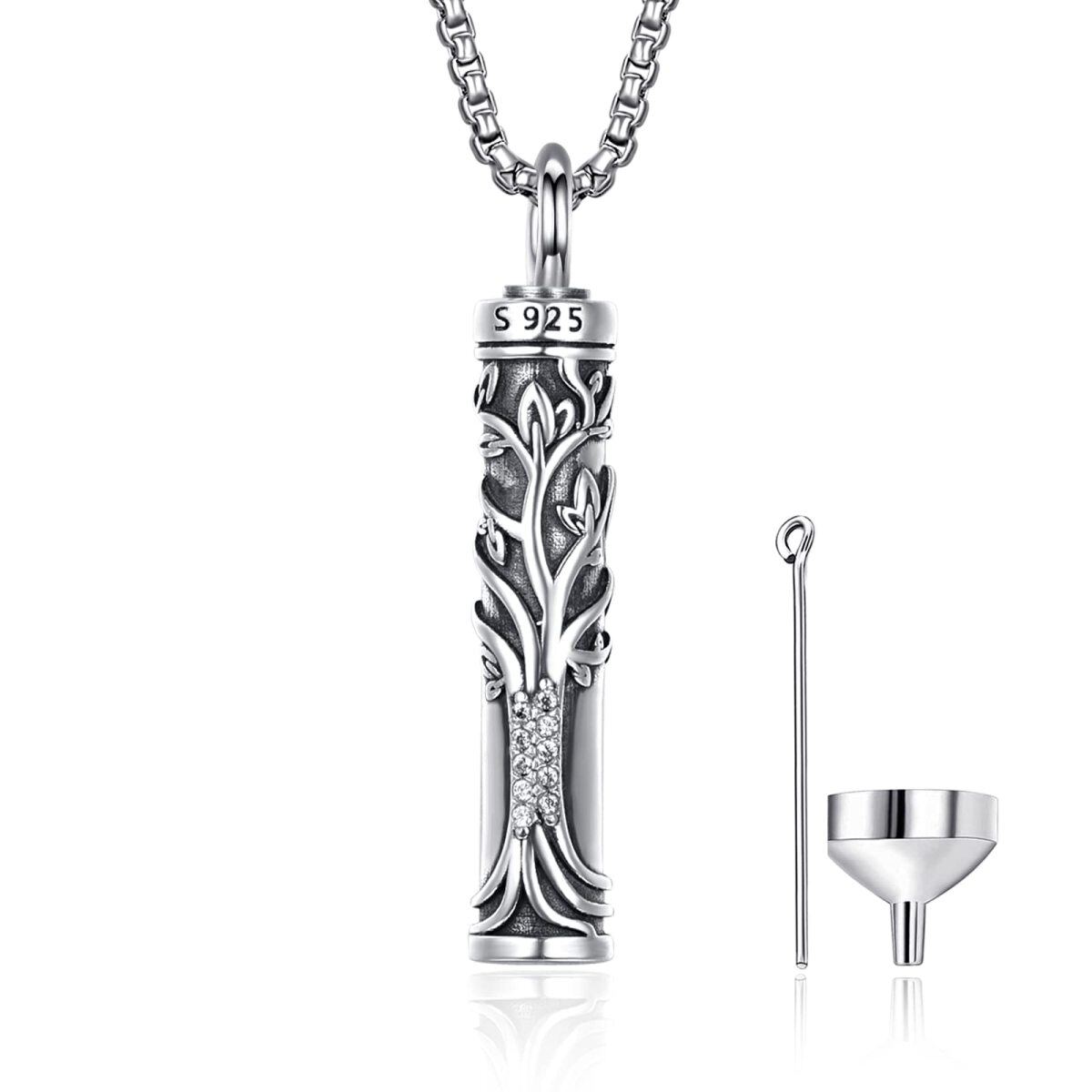 Collier d'urne en forme d'arbre de vie en argent sterling pour cendres-1