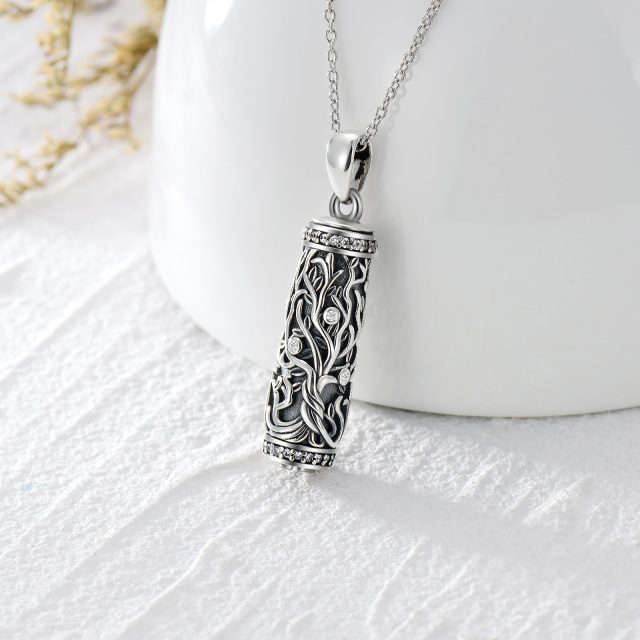 Collier Urne Arbre de Vie en Argent Sterling avec Oxyde de Zirconium pour Cendres-5