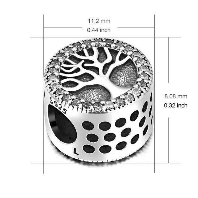 Sterling Silver Cubic Zirconia Tree Of Life Bead Charm-3