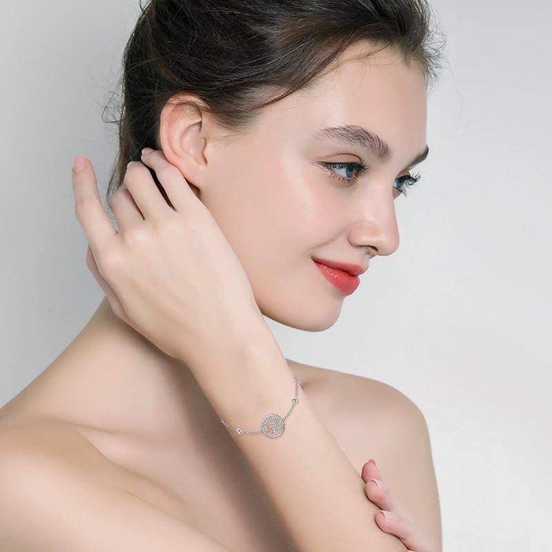Pulseira Árvore da Vida com Aves em Prata de Lei 925-2