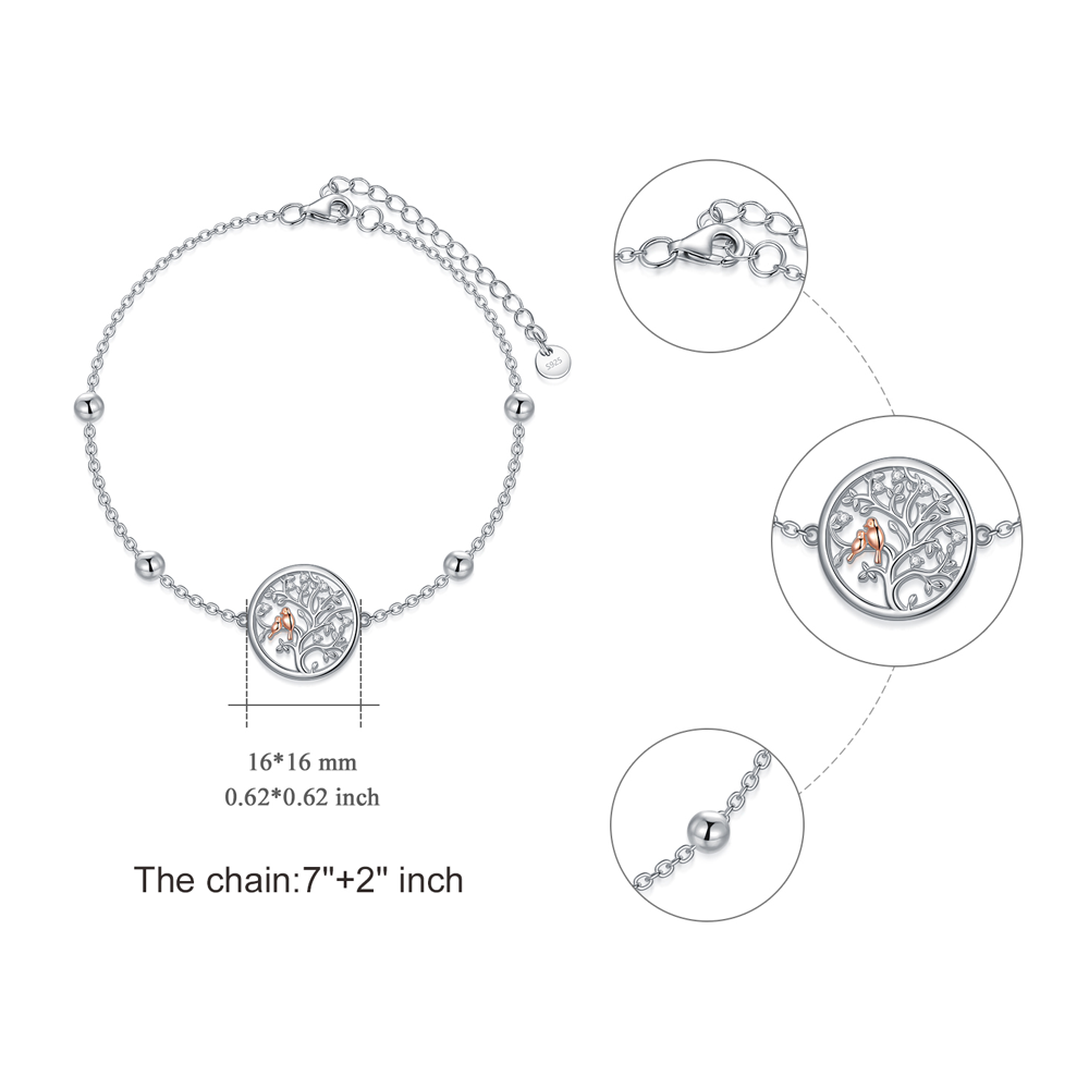 Pulseira Árvore da Vida com Aves em Prata de Lei 925-5