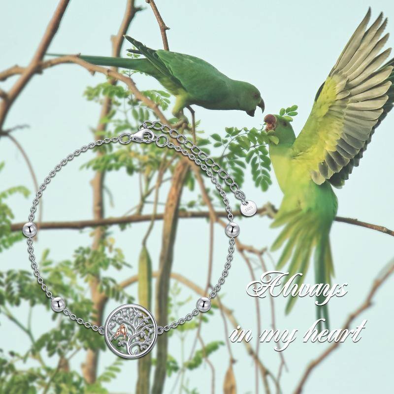 Pulseira Árvore da Vida com Aves em Prata de Lei 925-6