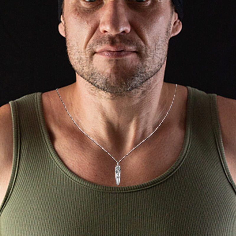 Colar de urna em formato de bala com a Árvore da Vida em prata esterlina para cinzas-2