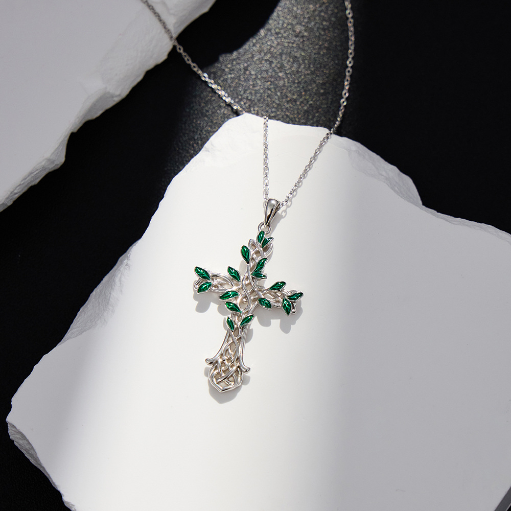 Halskette mit Anhänger „Baum des Lebens“ aus Sterlingsilber mit keltischem Knoten und Kreuz für Damen-4