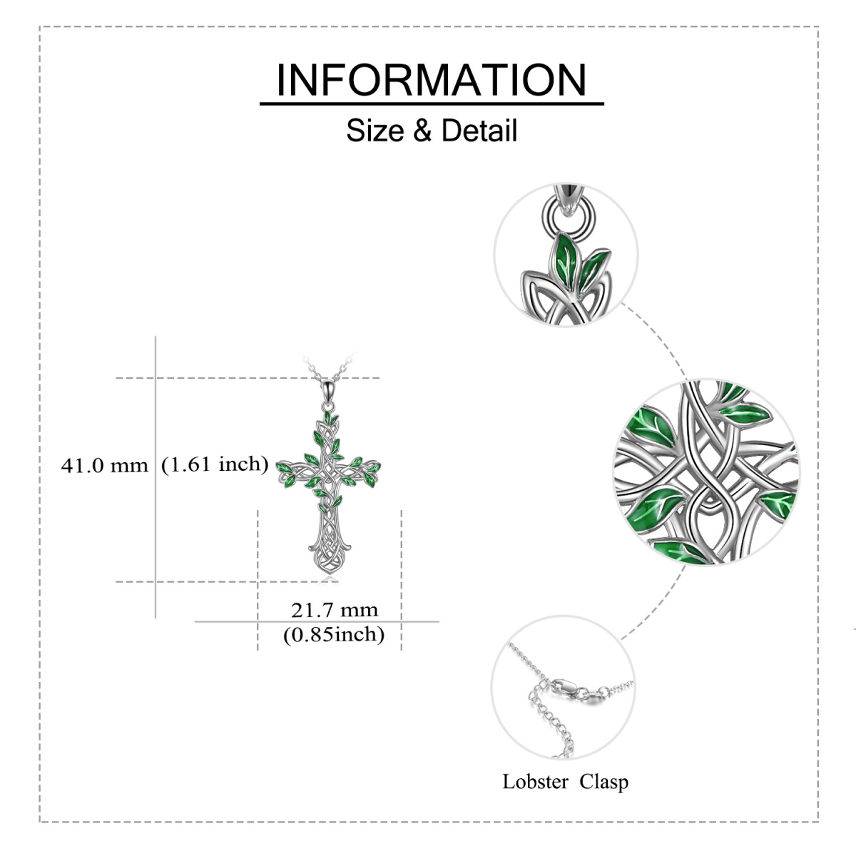 Halskette mit Anhänger „Baum des Lebens“ aus Sterlingsilber mit keltischem Knoten und Kreuz für Damen-5