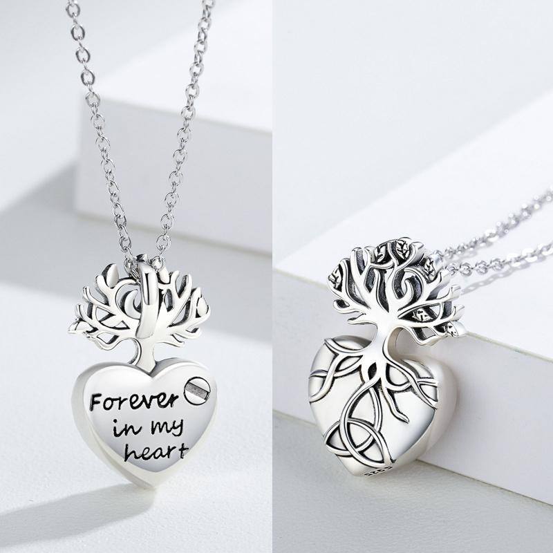 Sterling Silver Tree Of Life Celtic Knot And Heart Urn Necklace For Ashes-4