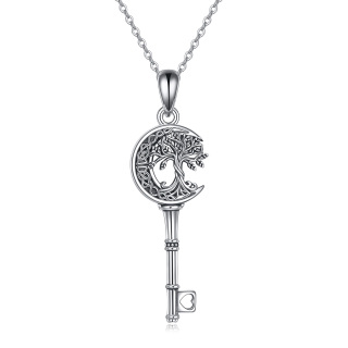 Sterling Silver Tree Of Life Celtic Knot Key Pendant Necklace For Women-15