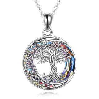 Sterling Silver Tree Of Life Celtic Knot & Moon Crystal Pendant Necklace-51