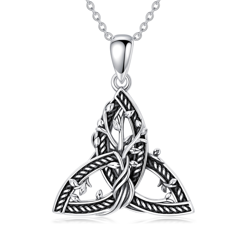 Sterling Silver Tree Of Life & Celtic Knot Pendant Necklace-1