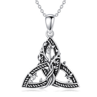 Sterling Silver Tree Of Life & Celtic Knot Pendant Necklace-2