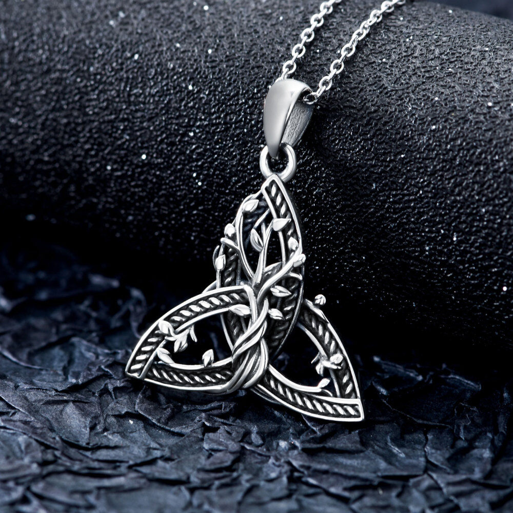 Sterling Silver Tree Of Life & Celtic Knot Pendant Necklace-3