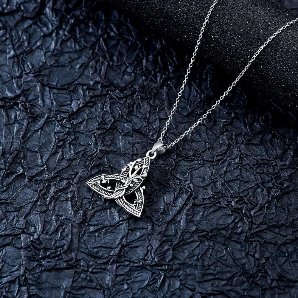 Sterling Silver Tree Of Life & Celtic Knot Pendant Necklace-4