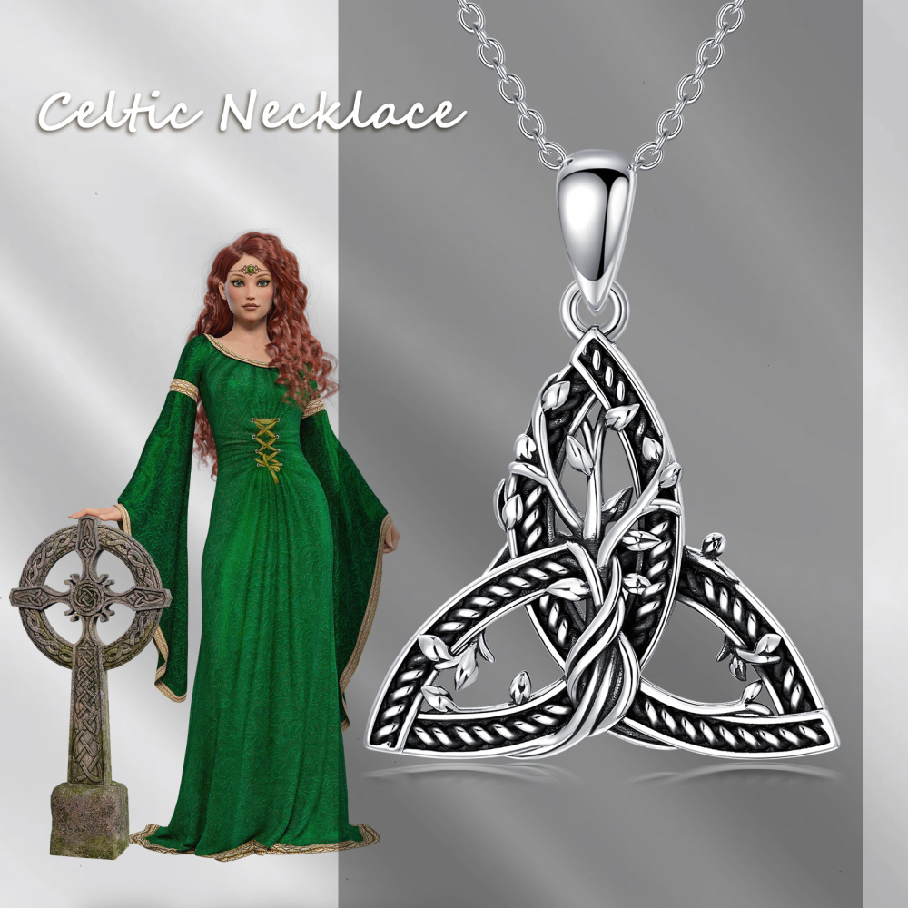 Sterling Silver Tree Of Life & Celtic Knot Pendant Necklace-6
