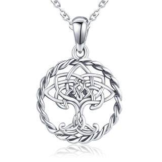 Sterling Silver Tree Of Life & Celtic Knot Pendant Necklace-46