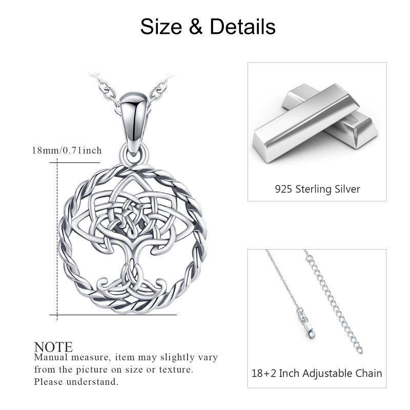 Sterling Silver Tree Of Life & Celtic Knot Pendant Necklace-5