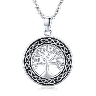 Sterling Silver Tree Of Life & Celtic Knot Pendant Necklace-1