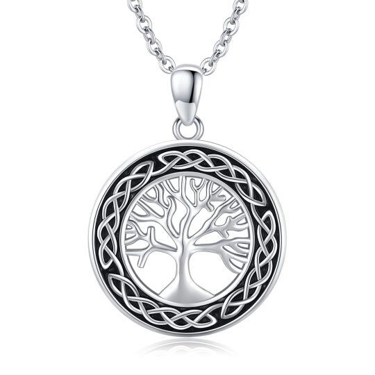 Sterling Silver Tree Of Life & Celtic Knot Pendant Necklace