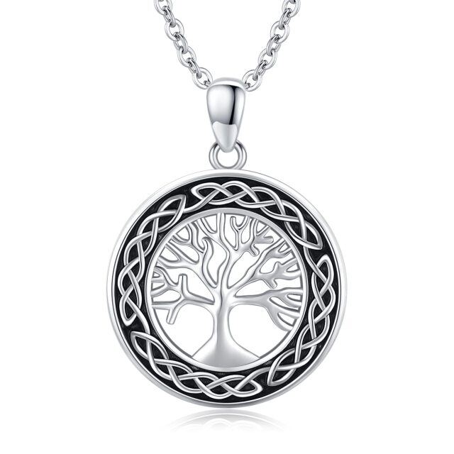 Sterling Silver Tree Of Life & Celtic Knot Pendant Necklace-5