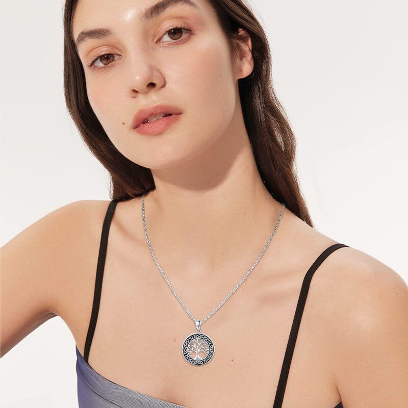 Sterling zilveren levensboom & Keltische knoop hanger ketting-2