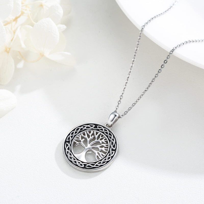 Sterling zilveren levensboom & Keltische knoop hanger ketting-5