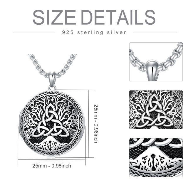 Sterling Silver Tree Of Life Celtic Knot Personalized Photo Locket Necklace for Men-5