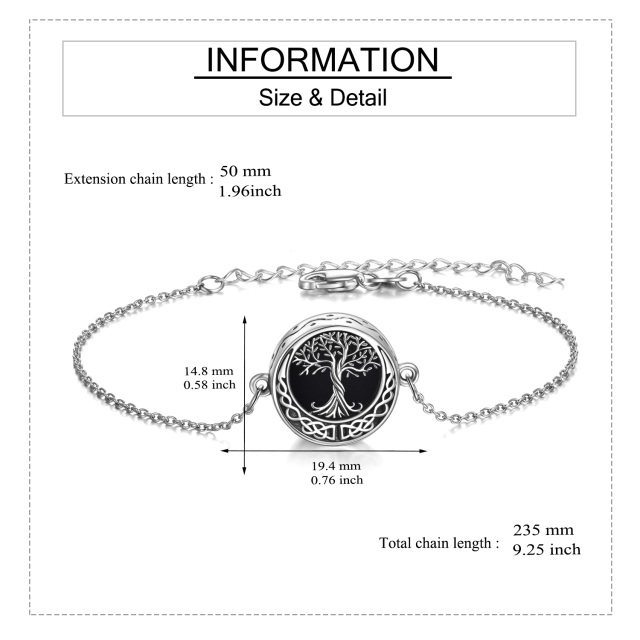 Pulseira de prata esterlina com árvore da vida e nó celta para cinzas com palavra gravada-5