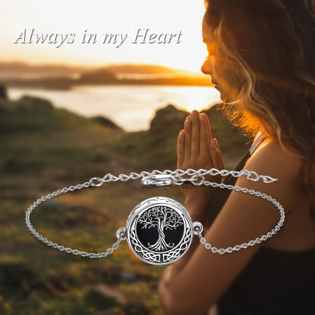 Sterling Silver Tree Of Life & Celtic Knot Urn Bracelet for Ashes with Engraved Word-6