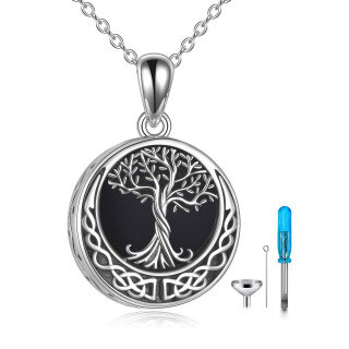 Sterling Silver Tree Of Life & Celtic Knot Urn Necklace for Ashes with Engraved Word-7