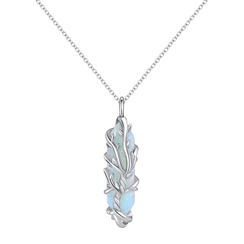 Colar de barra de árvore da vida de cristal de prata esterlina para mulheres-1