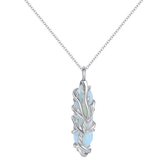 Collier en argent sterling avec barre en cristal et arbre de vie pour femme