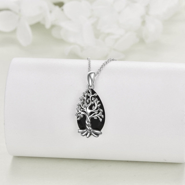 Collana con pendente in cristallo dell'albero della vita in argento sterling-4