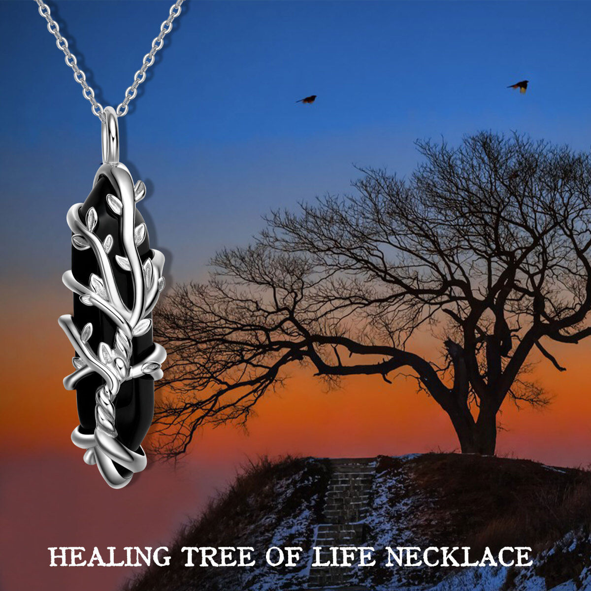 Collana con ciondolo di cristallo dell'Albero della Vita in argento sterling-6