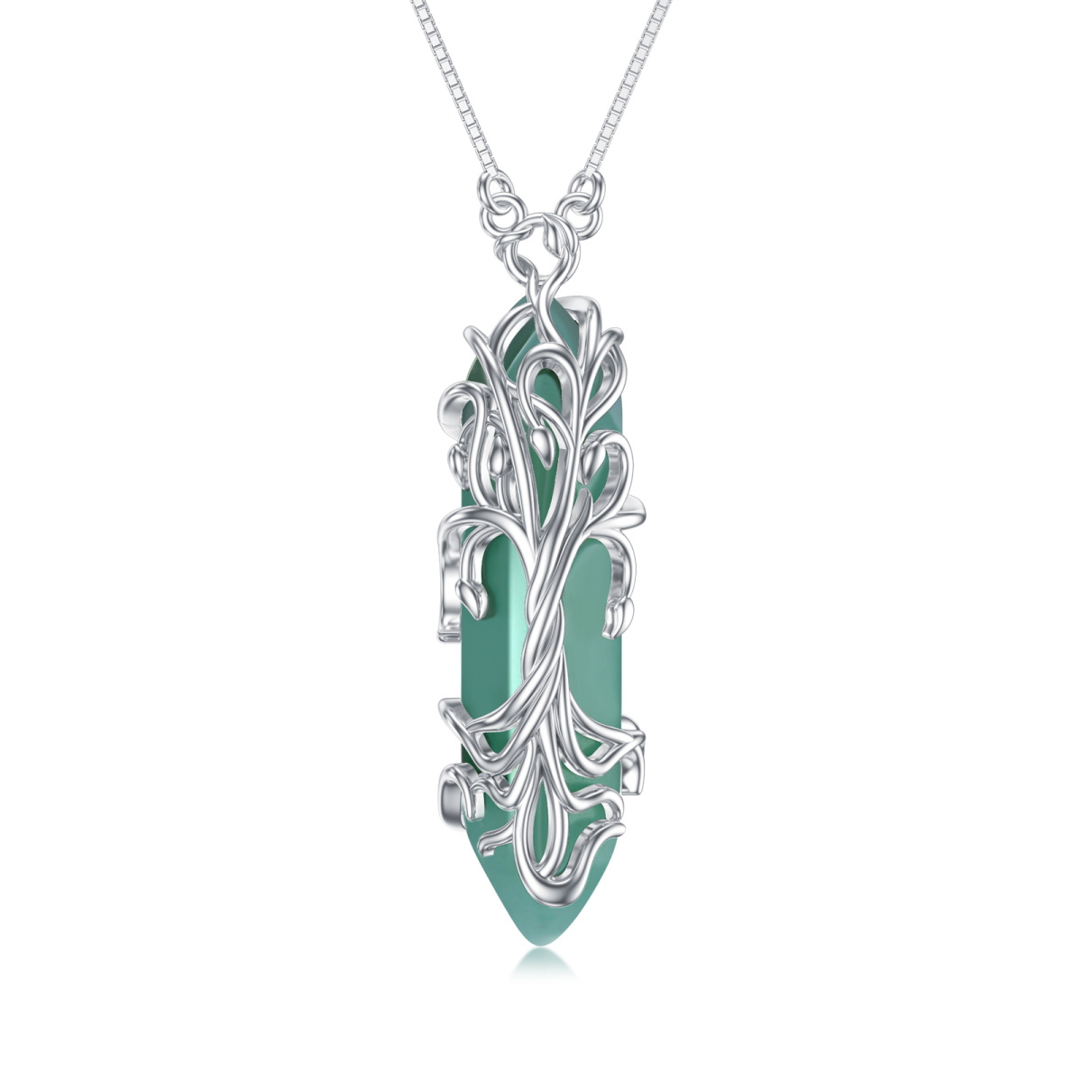 Collier en argent sterling avec pendentif en cristal Arbre de vie-1