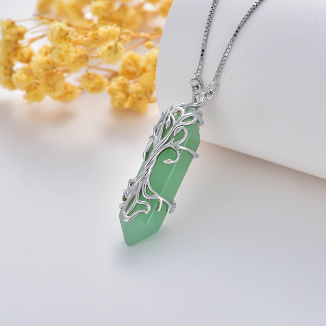 Collier en argent sterling avec pendentif en cristal Arbre de vie-3