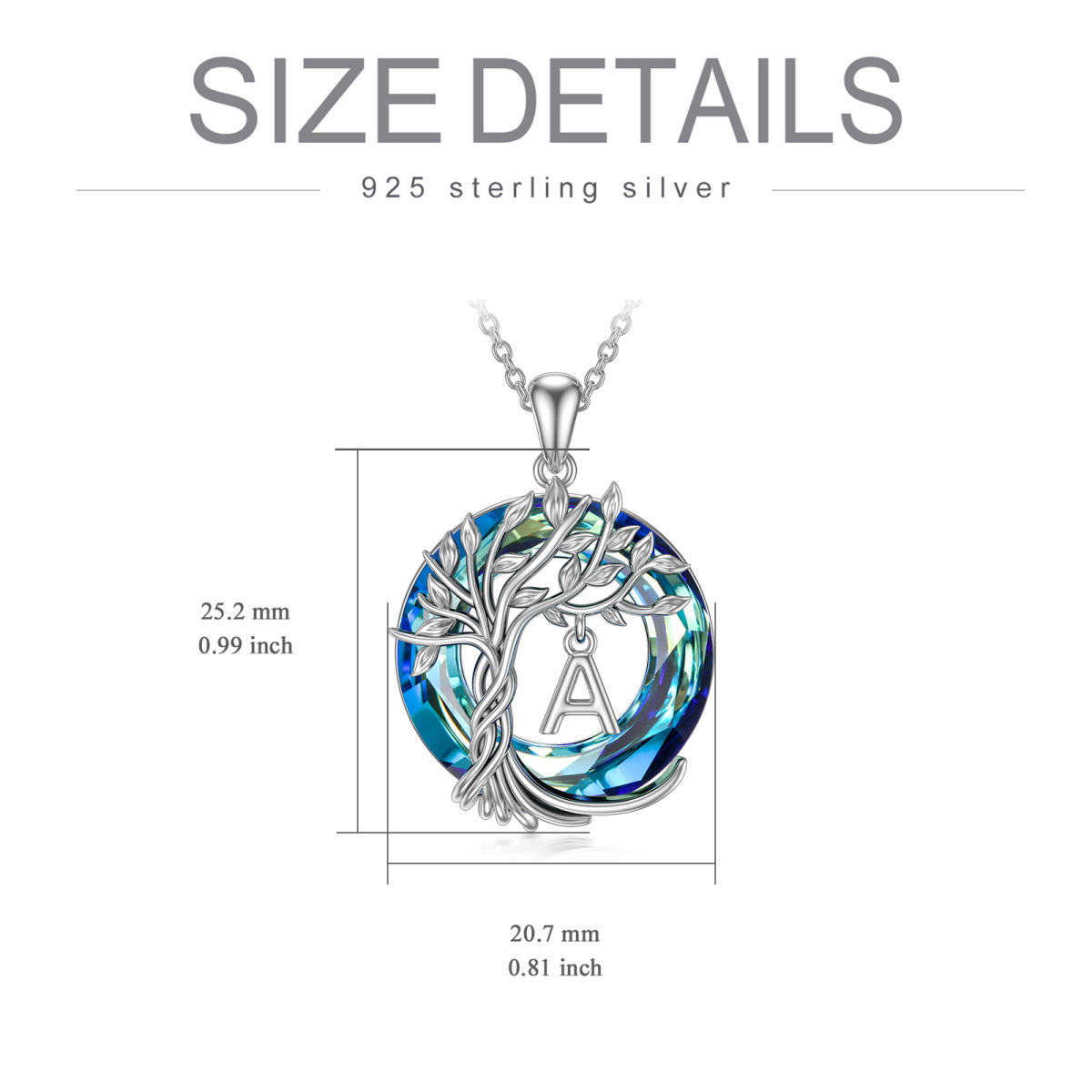 Collier en argent sterling avec pendentif en cristal Arbre de vie-6