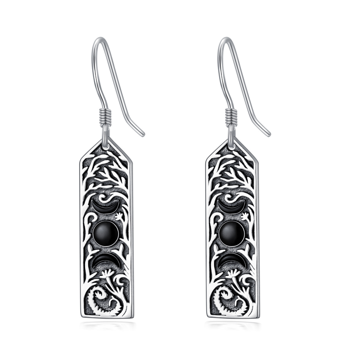 Sterling Silver Tree Of Life Drop Earrings-1