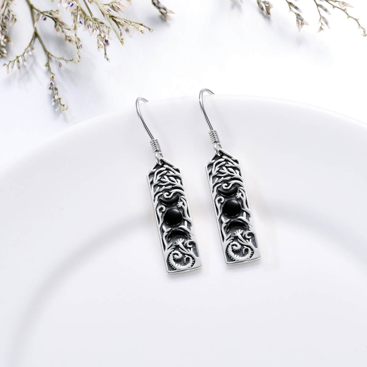 Sterling Silver Tree Of Life Drop Earrings-3