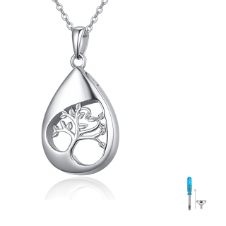 Sterling Silver Tree Of Life Drop Shaped Urn Necklace for Ashes-30