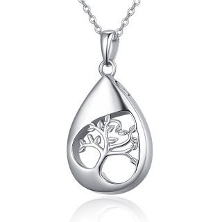 Sterling Silver Tree Of Life Drop Shaped Urn Necklace for Ashes-35